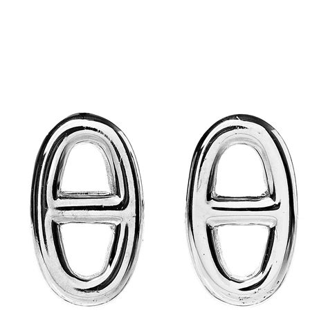 hermes chaine d'ancre earrings silver|More.